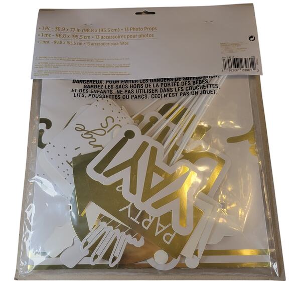 Gold & White 40th Birthday Party Kit - Photo Booth, Decor, Sash & Confetti - Picture 4 of 16